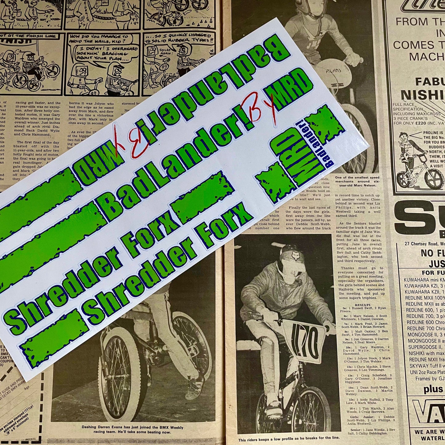 MRD BMX Badlander Frame and Fork Sticker set